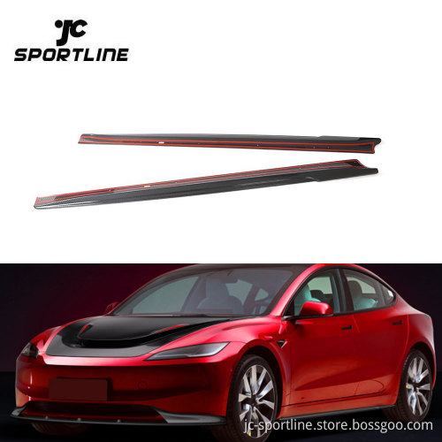 Prepreg Dry Carbon Fiber Side Skirts for Tesla Model 3 - 2023
